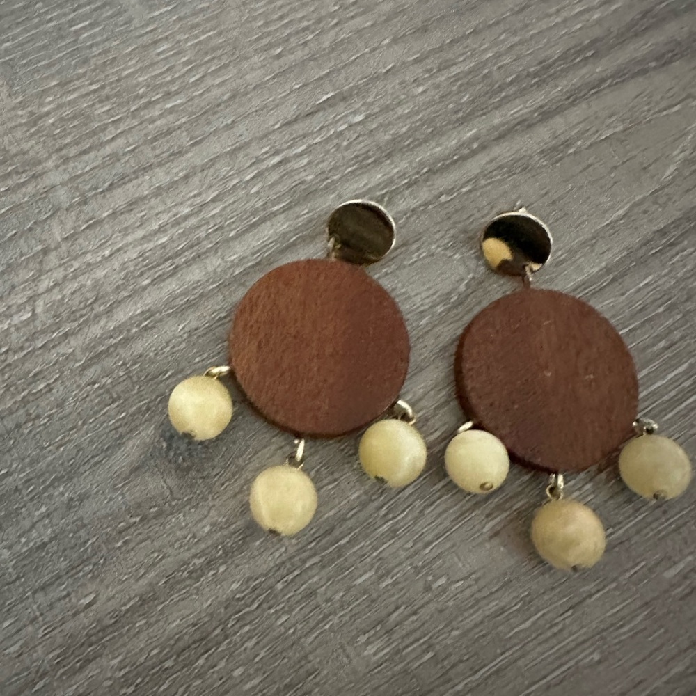Sophie Monet wood Brown and Gold Dangle the belle Earrings